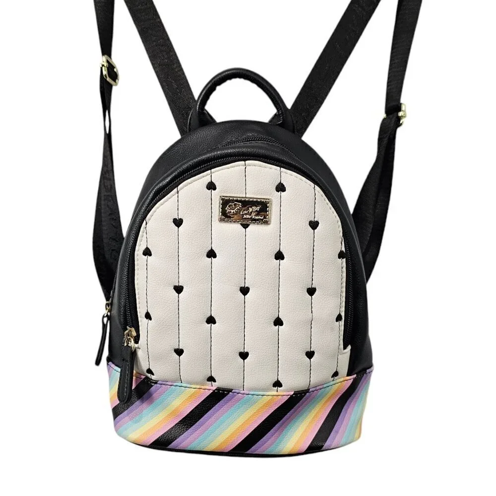 Betsey Johnson Rainbow & Heart Black Backpack